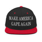 Make America Gape Again Embroidered Flat Bill Brim Snapback Hat - Black/ Red