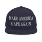 Make America Gape Again Embroidered Flat Bill Brim Snapback Hat - Navy