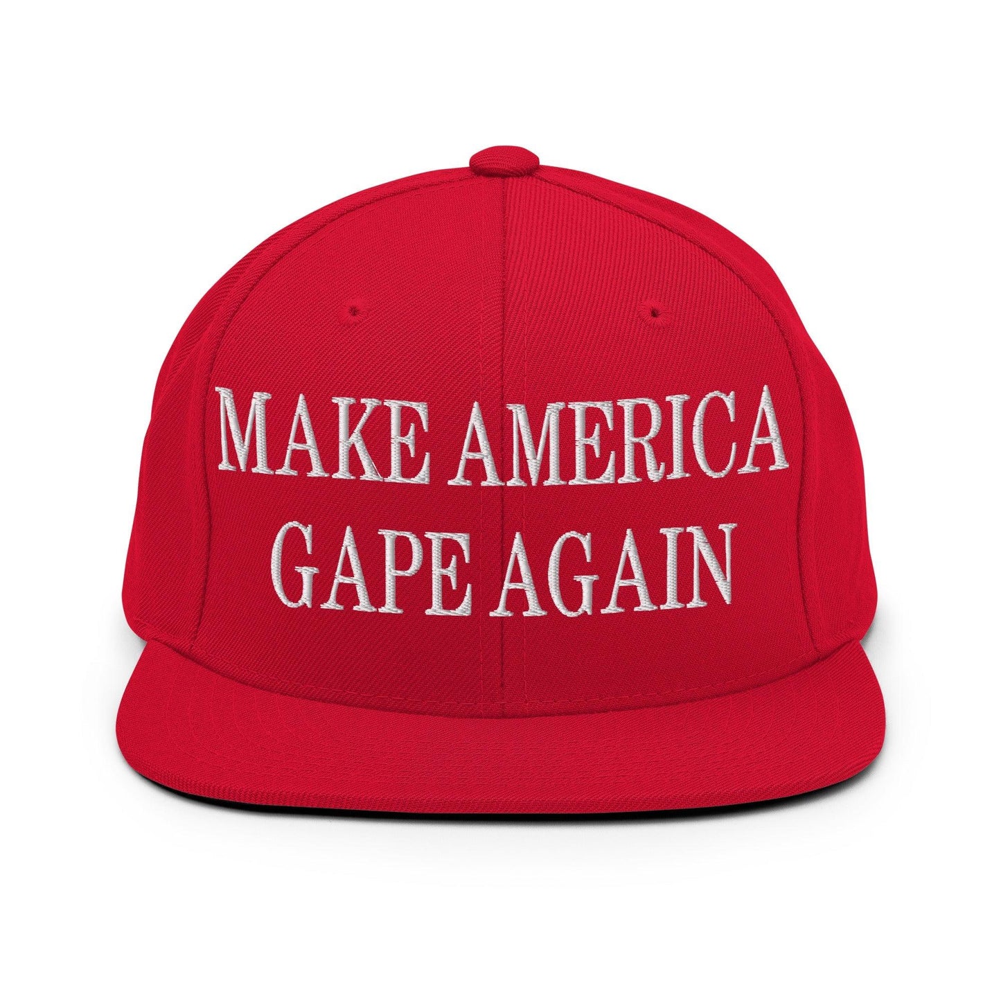 Make America Gape Again Embroidered Flat Bill Brim Snapback Hat - Red