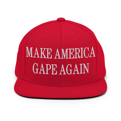 Make America Gape Again Embroidered Flat Bill Brim Snapback Hat - Red