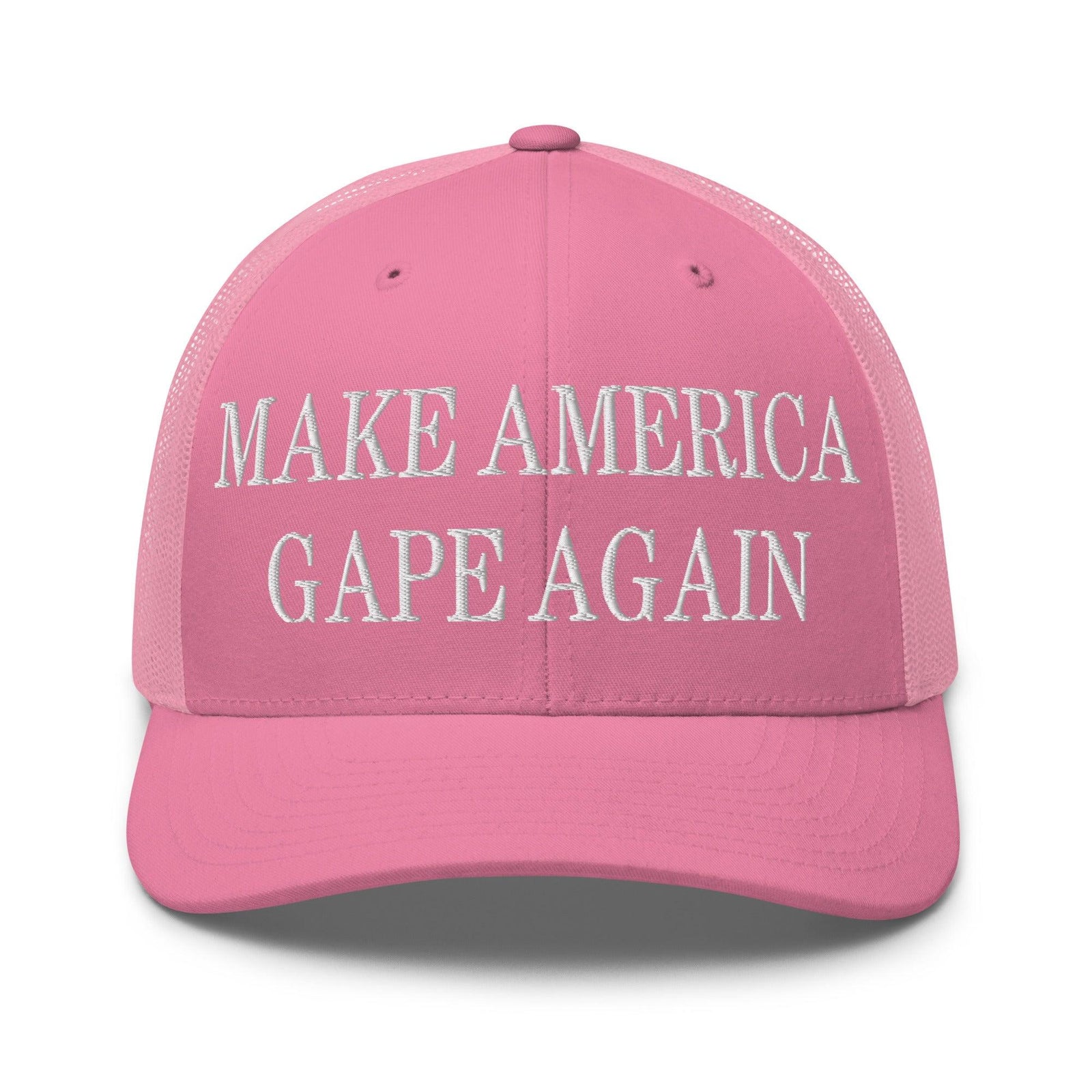 Make America Gape Again Embroidered Mesh Trucker Hat - Pink