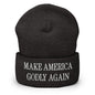 Make America Godly Again Embroidered Knit Cuffed Beanie - Dark Grey