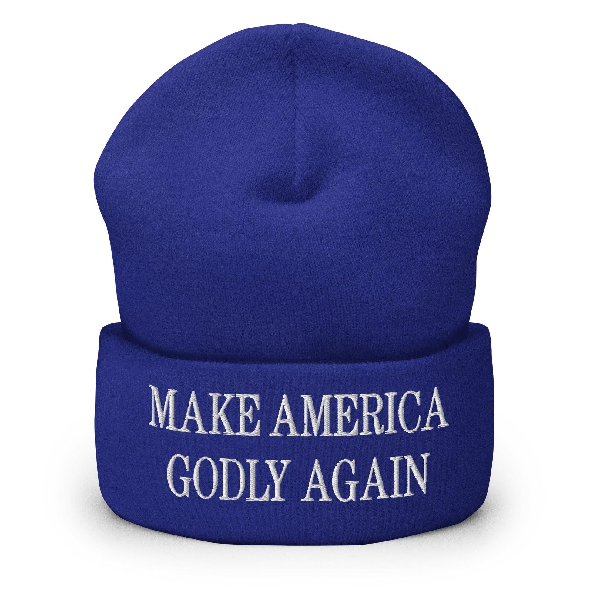 Make America Godly Again Embroidered Knit Cuffed Beanie - Royal