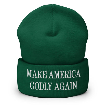 Make America Godly Again Embroidered Knit Cuffed Beanie - Spruce