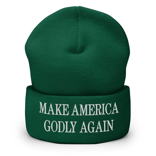 Make America Godly Again Embroidered Knit Cuffed Beanie - Spruce