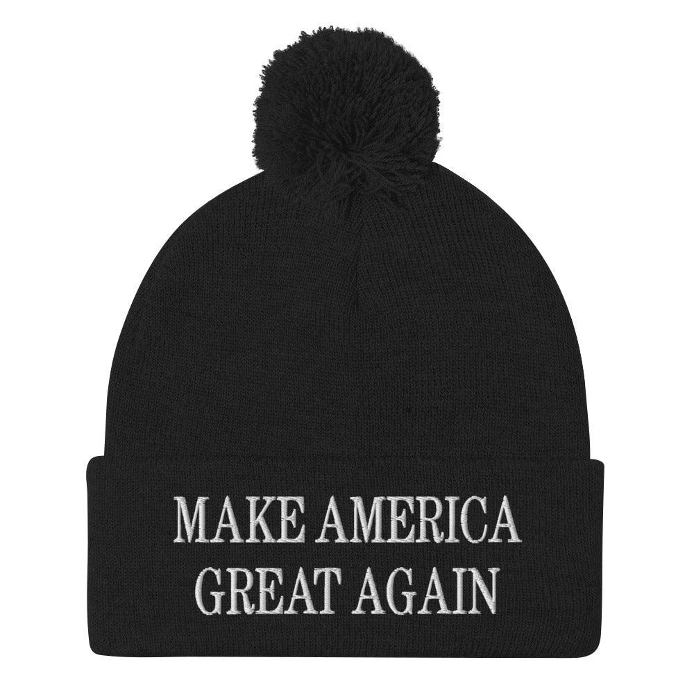 Make America Great Again MAGA Knit Pom Beanie - Black
