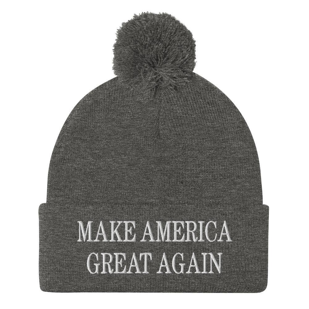 Make America Great Again MAGA Knit Pom Beanie - Dark Heather Grey