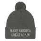 Make America Great Again MAGA Knit Pom Beanie - Dark Heather Grey