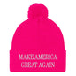 Make America Great Again MAGA Knit Pom Beanie - Neon Pink