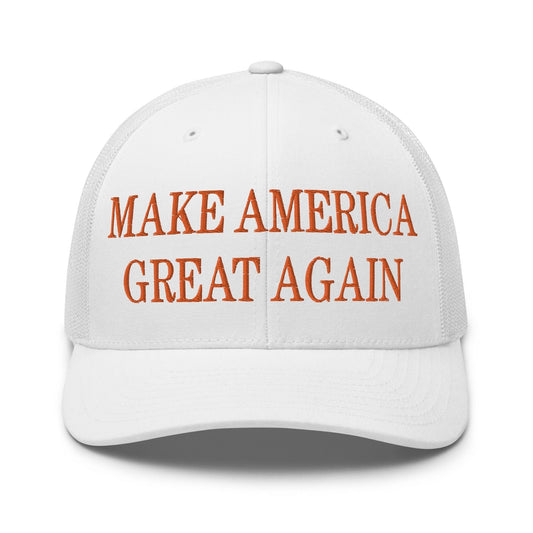 Make America Great Again MAGA Orange Retro Trucker Hat - White - Headwear