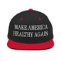 Make America Healthy Again Embroidered Flat Bill Brim Snapback Hat - Black/ Red