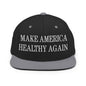 Make America Healthy Again Embroidered Flat Bill Brim Snapback Hat - Black/ Silver
