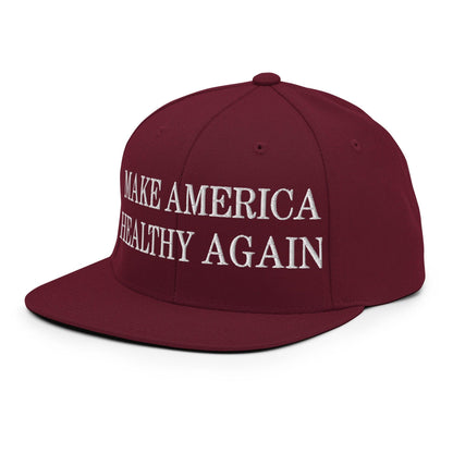 Make America Healthy Again Embroidered Flat Bill Brim Snapback Hat
