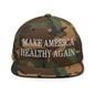 Make America Healthy Again Embroidered Flat Bill Brim Snapback Hat - Green Camo