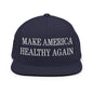 Make America Healthy Again Embroidered Flat Bill Brim Snapback Hat - Navy