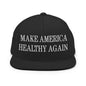 Make America Healthy Again Embroidered Flat Bill Brim Snapback Hat - Black