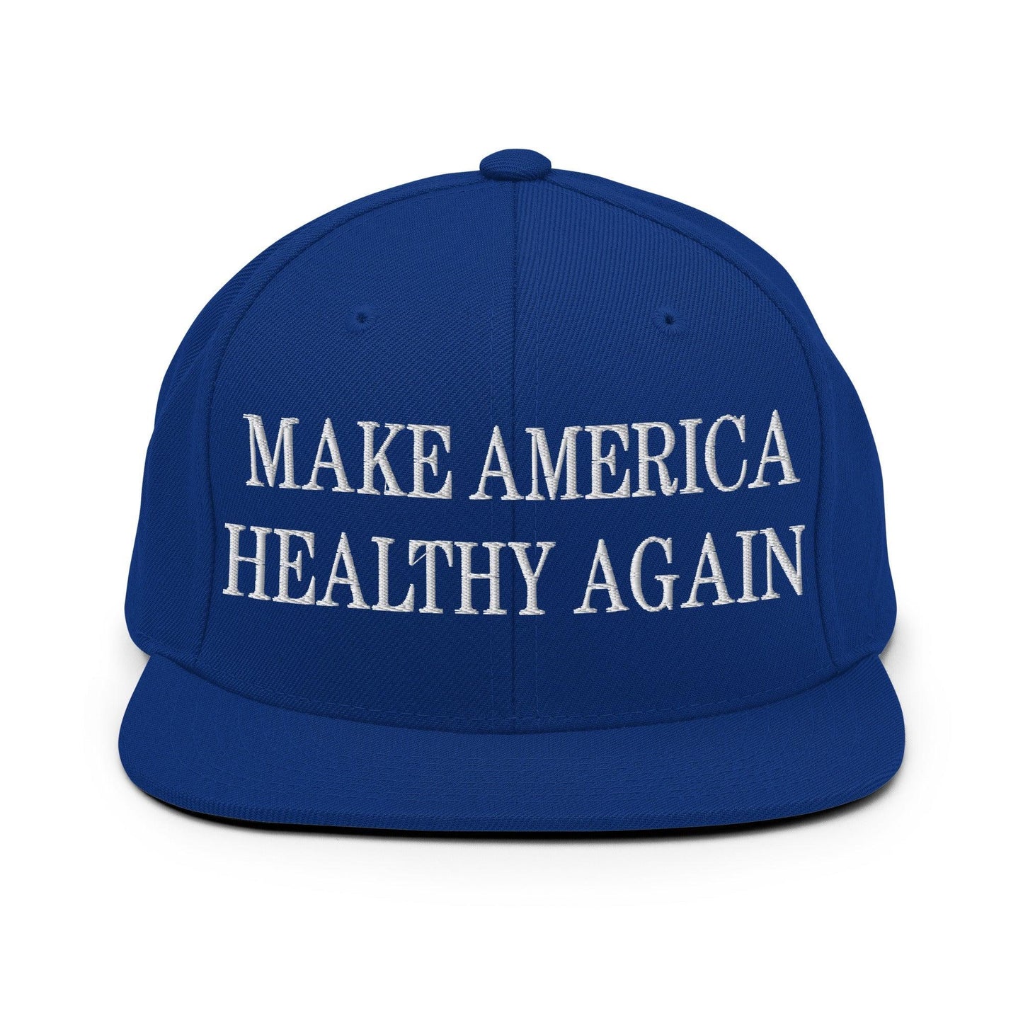 Make America Healthy Again Embroidered Flat Bill Brim Snapback Hat - Royal Blue