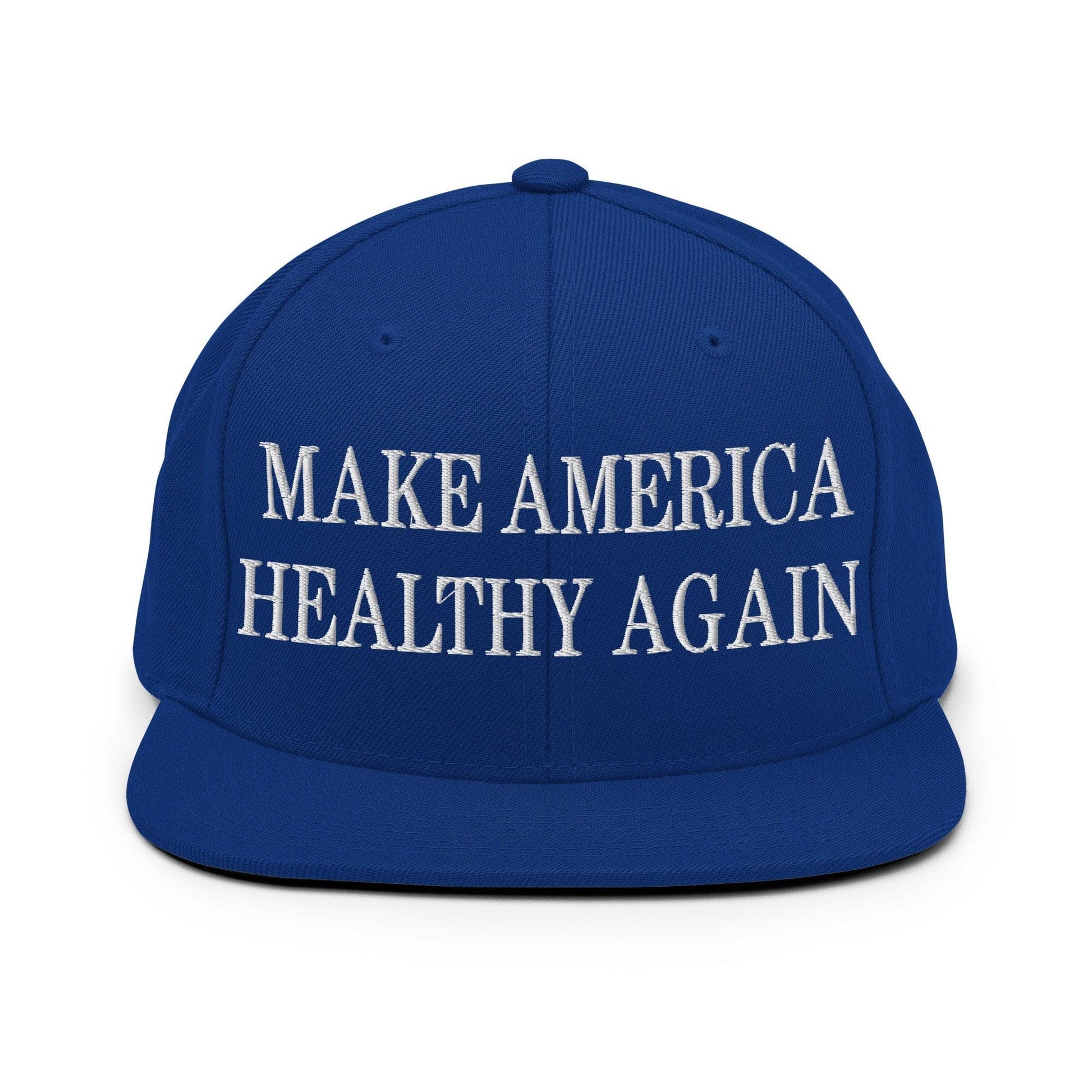 Make America Healthy Again Embroidered Flat Bill Brim Snapback Hat - Royal Blue