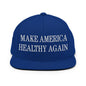 Make America Healthy Again Embroidered Flat Bill Brim Snapback Hat - Royal Blue