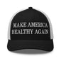 Make America Healthy Again Embroidered Mesh Trucker Hat - Black/ White