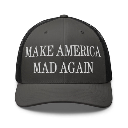 Make America Mad Again Embroidered Mesh Trucker Hat - Charcoal/ Black