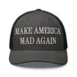 Make America Mad Again Embroidered Mesh Trucker Hat - Charcoal/ Black