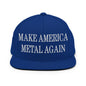 Make America Metal Again Embroidered Flat Bill Brim Snapback Hat - Royal Blue