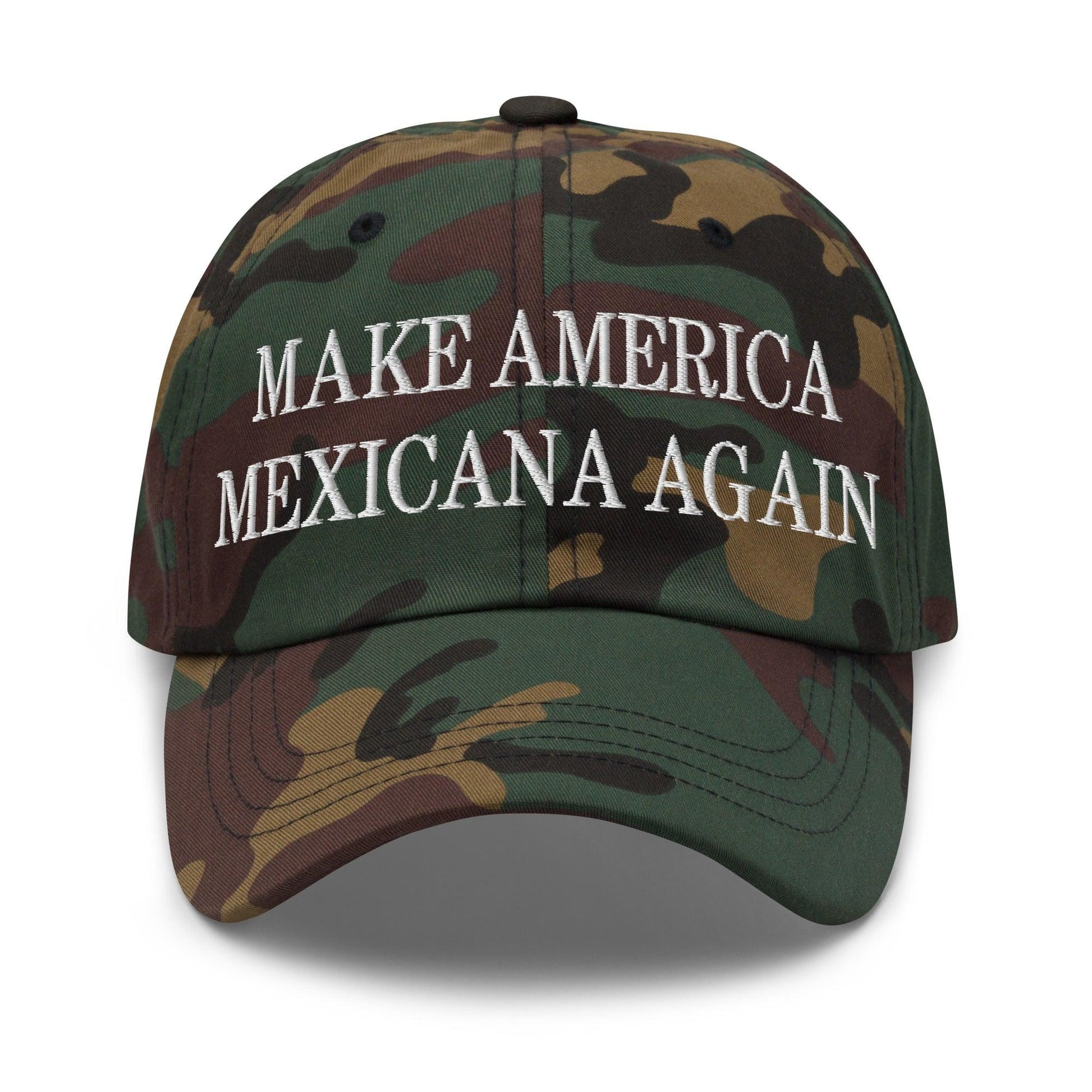 Camo camouflage baseball cap with Claudia Sheinbaum embroidered Make America Mexicana slogan