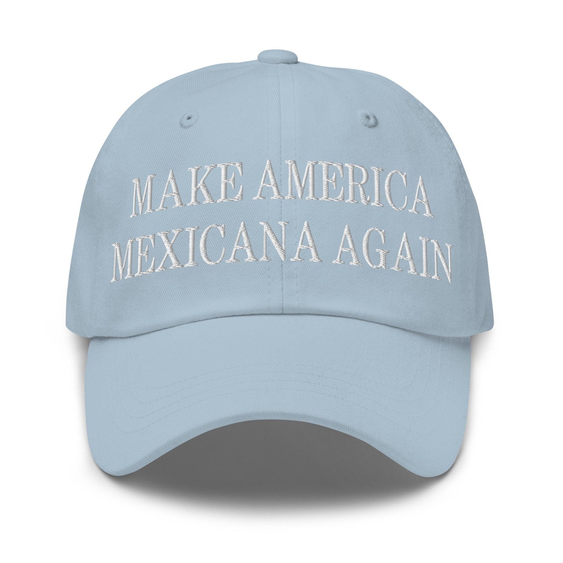 Light blue embroidered dad hat featuring Claudia Sheinbaum for Make America Mexicana