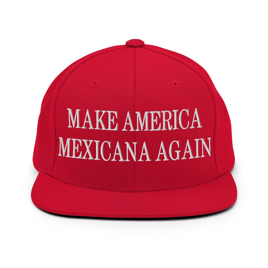 Make America Mexicana Again Claudia Sheinbaum Embroidered Flat Bill Brim Snapback Hat - Red