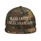 Make America Mexicana Again Claudia Sheinbaum Embroidered Flat Bill Brim Snapback Hat - Green Camo
