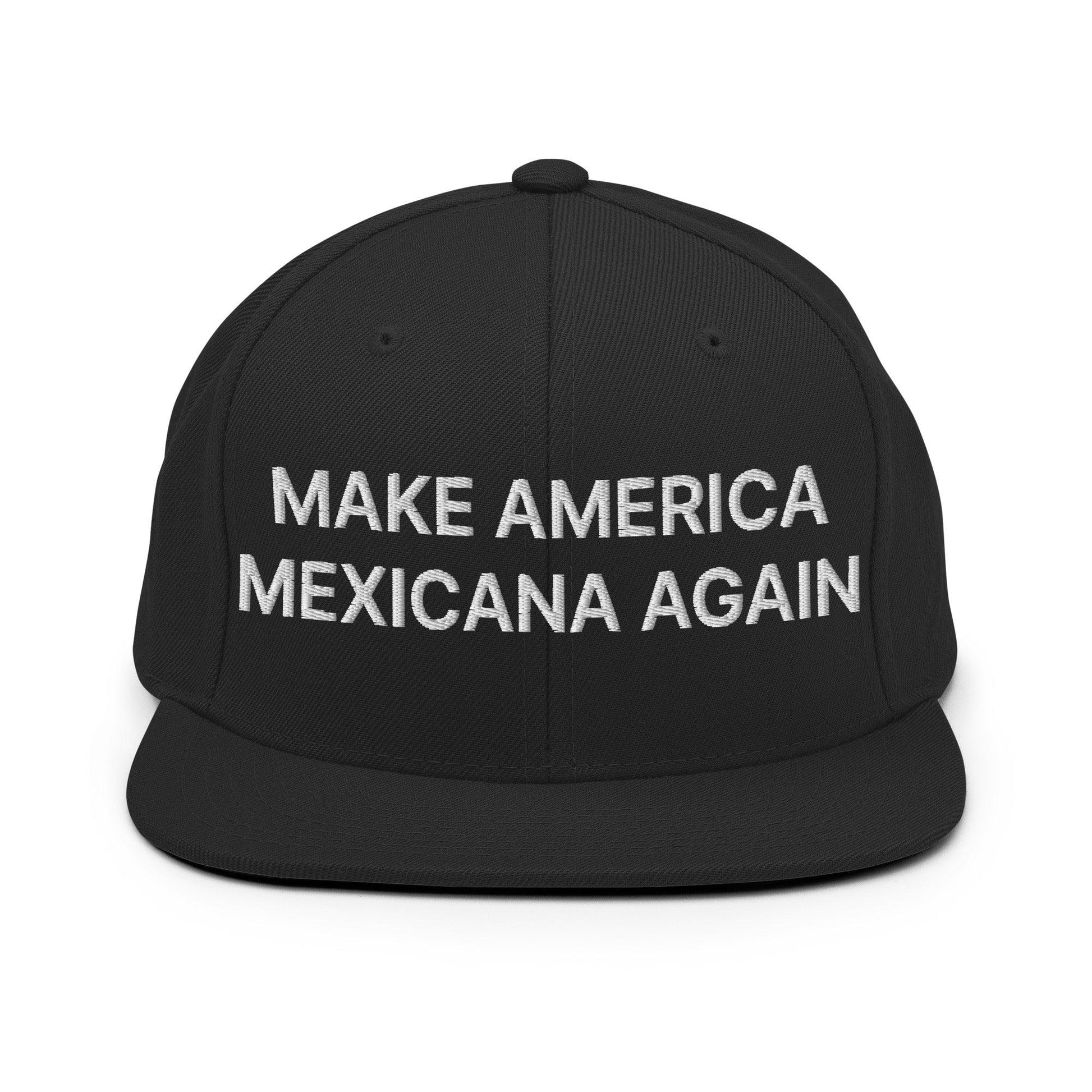 Black flat brim hat with white Claudia Sheinbaum embroidered text for Make America Mexicana