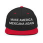 Black and red Make America Mexicana flat brim hat with Claudia Sheinbaum embroidered design