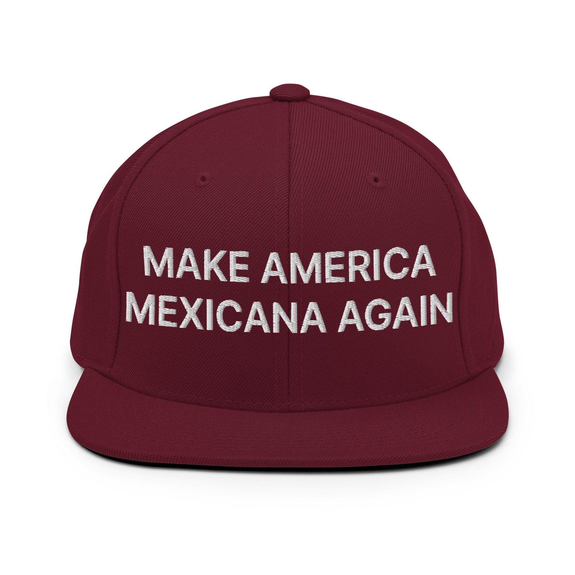 Maroon make america mexicana flat brim hat with Claudia Sheinbaum embroidered design