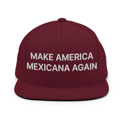Maroon make america mexicana flat brim hat with Claudia Sheinbaum embroidered design