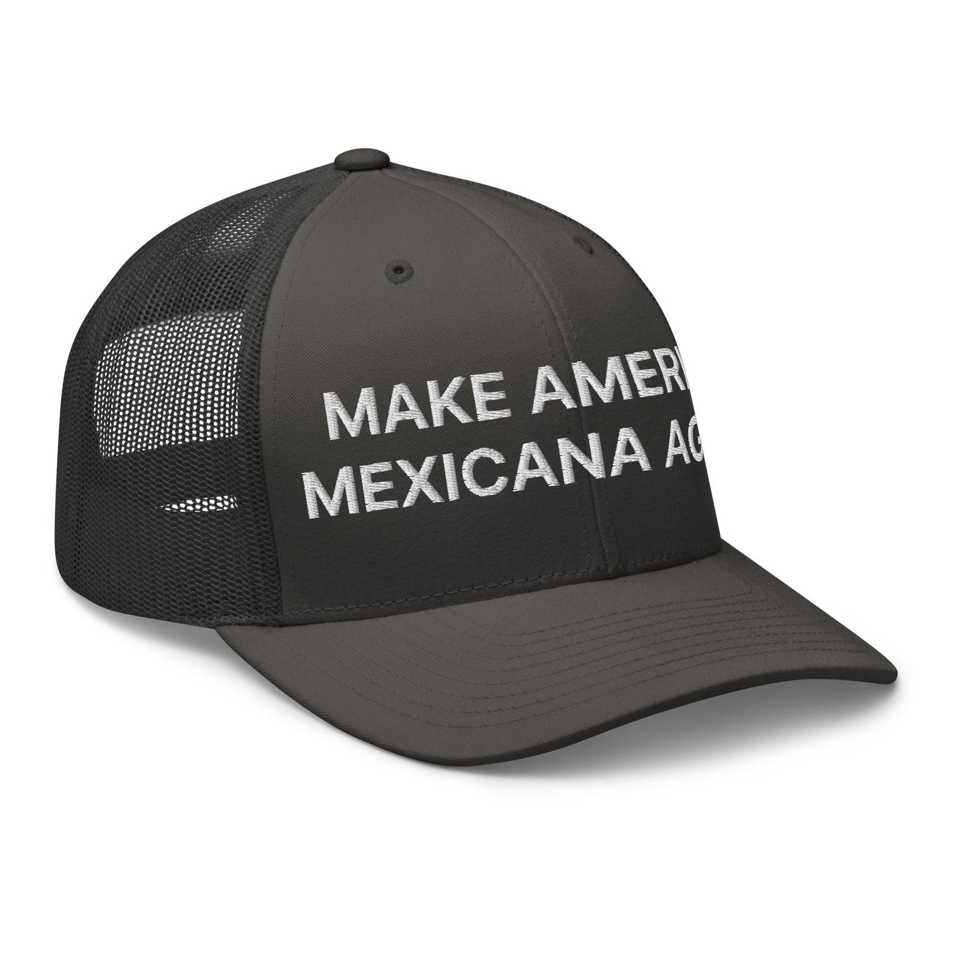 Dark gray retro mesh trucker hat with Claudia Sheinbaum embroidered design