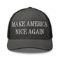 Make America Nice Again Embroidered Mesh Trucker Hat - Charcoal/ Black