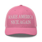 Make America Nice Again Embroidered Mesh Trucker Hat - Pink