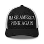 Make America Punk Again Embroidered Mesh Trucker Hat - Black/ White