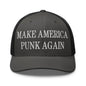 Make America Punk Again Embroidered Mesh Trucker Hat - Charcoal/ Black