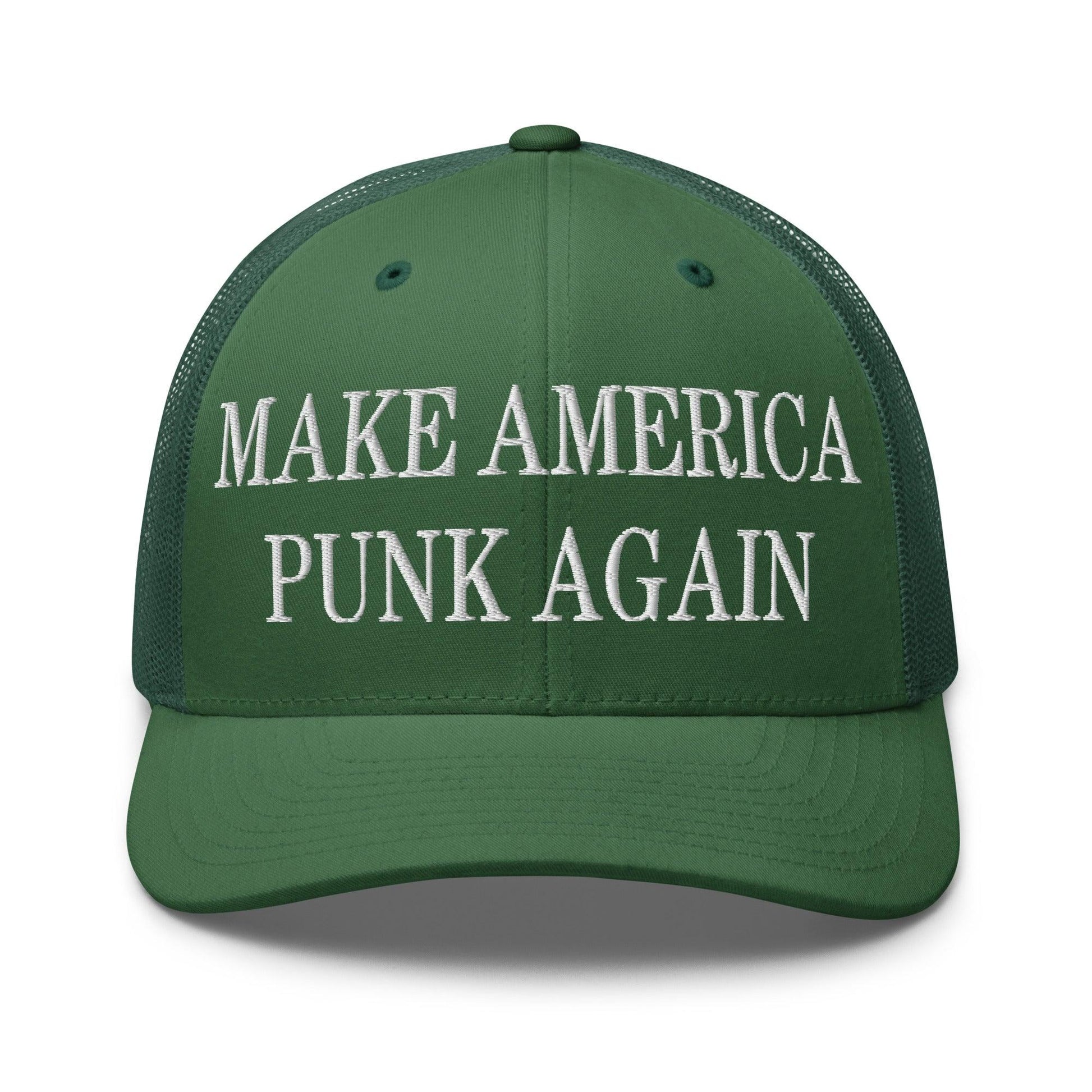 Make America Punk Again Embroidered Mesh Trucker Hat - Evergreen