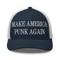 Make America Punk Again Embroidered Mesh Trucker Hat - Navy/ White