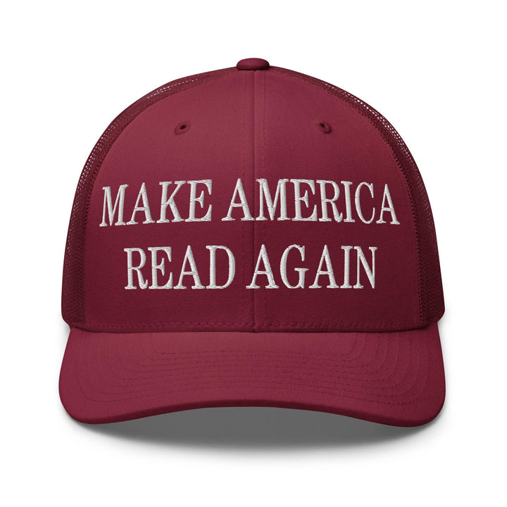 Make America Read Again Embroidered Mesh Trucker Hat - Cranberry