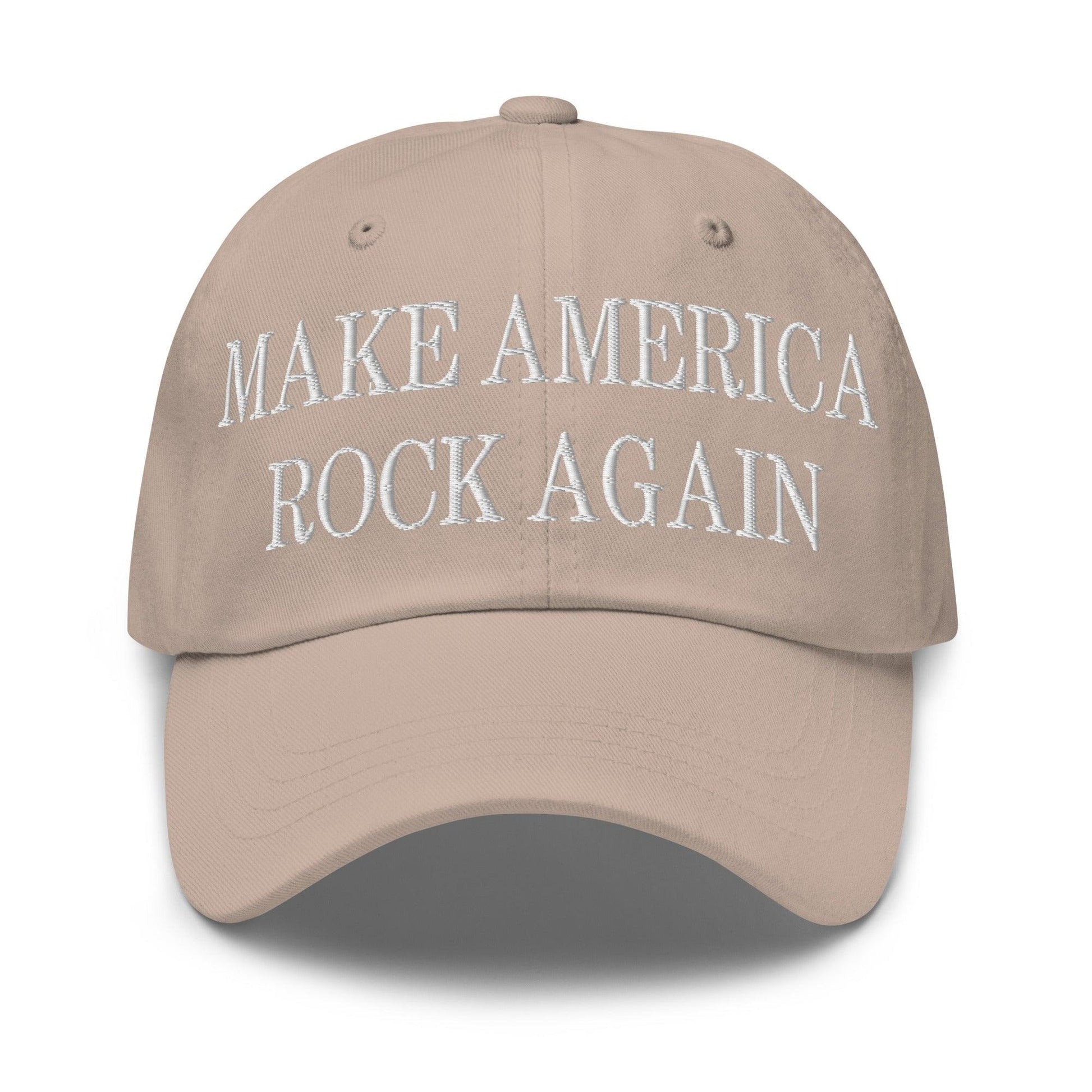 Make America Rock Again Embroidered Dad Hat - Stone