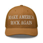 Make America Rock Again Embroidered Mesh Trucker Hat - Caramel