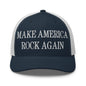 Make America Rock Again Embroidered Mesh Trucker Hat - Navy/ White