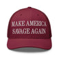 Make America Savage Again Embroidered Mesh Trucker Hat - Cranberry