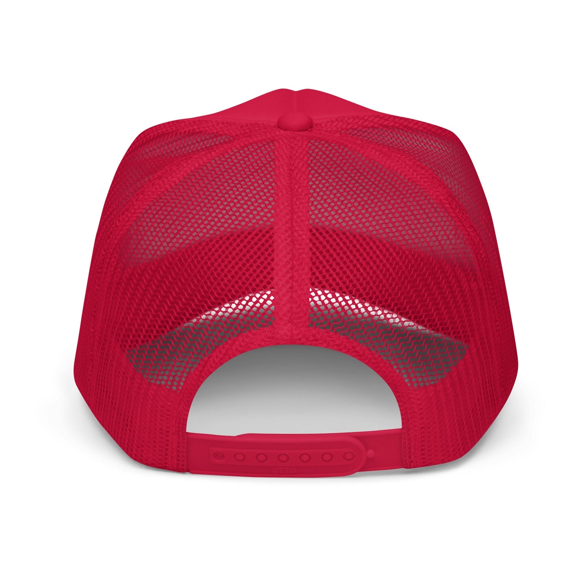 Red mesh trucker hat with embroidered foam design from Make America Sexyy collection
