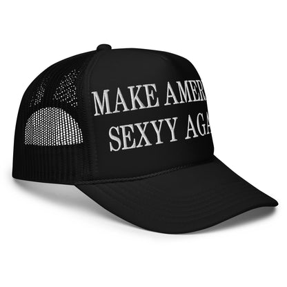 Black Make America Sexyy Embroidered Foam Trucker Hat for men and women