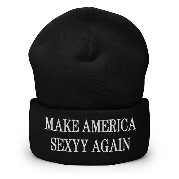 Make America Sexyy Again Embroidered Knit Cuffed Beanie - Black